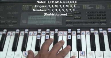 'E' Major Scale - Right hand finger pattern for Single Octave